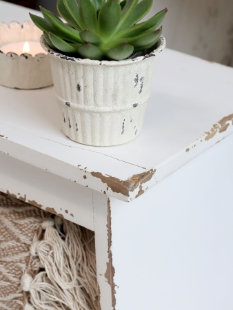 Hoztritt Schemel Shabby weiß